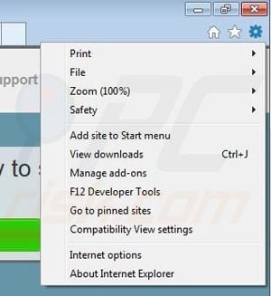Removing CrankWeb from Internet Explorer step 1