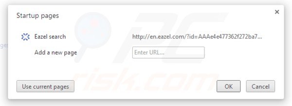 Removing eazel.com from Google Chrome homepage