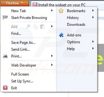 Removing freesofttoday from Mozilla Firefox step 1