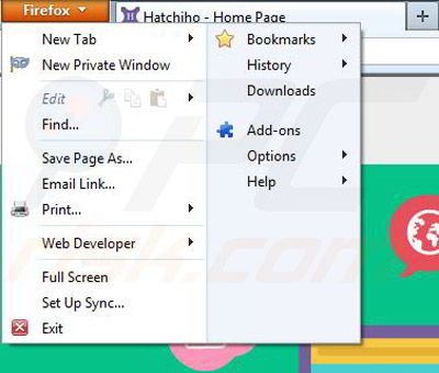Removing Hatchiho from Mozilla Firefox step 1