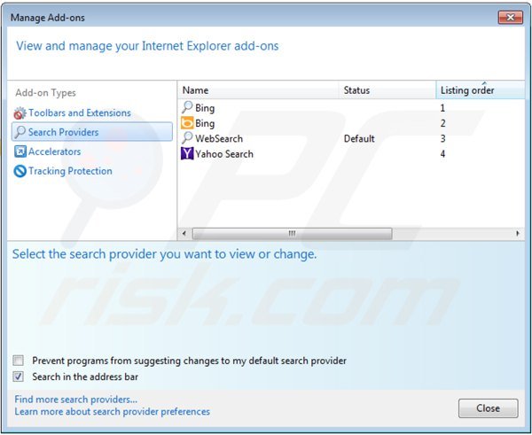 Removing websearch.helpmefindyour.info from Internet Explorer default search