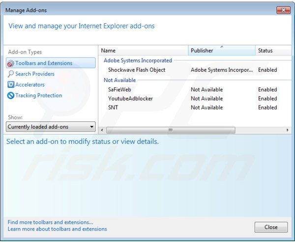 Removing websearch.helpmefindyour.info related extensions from Internet Explorer