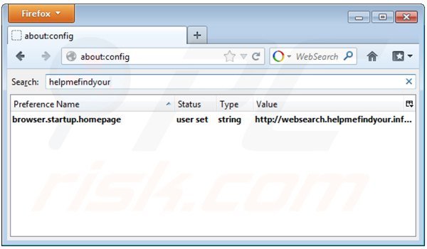 Removing websearch.helpmefindyour.info from Mozilla Firefox default search engine settings