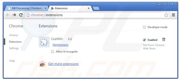Removing m6 processing related Google Chrome extensions step 2