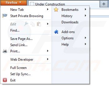 Removing ads by media watch from Mozilla Firefox step 1