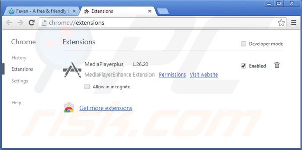 Removing mediaplayerplus from Google Chrome step 2