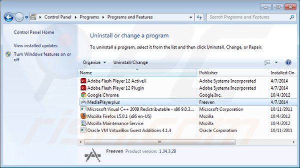 Mediaplayerplus uninstall via Control Panel