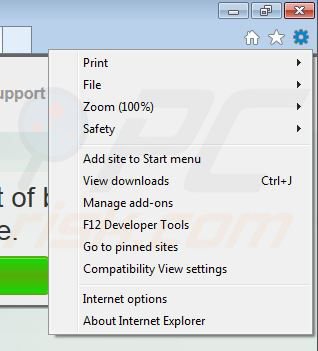 Removing Mega Browse from Internet Explorer step 1
