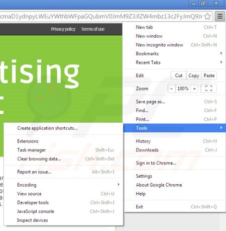 Removing onlinebrowseradvertising ads from Google Chrome step 1