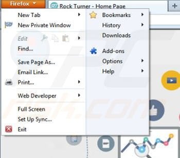 Removing Rock Turner from Mozilla Firefox step 1