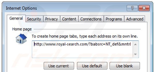 Removing royal-search.com from Internet Explorer homepage