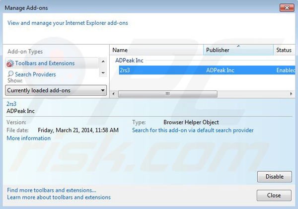 Removing RR Savings from Internet Explorer step 2