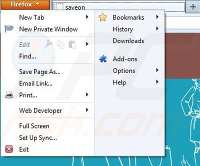 Removing Save On from Mozilla Firefox step 1