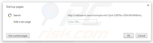 Removing websearch.searchissimple.info from Google Chrome homepage