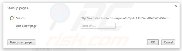 Removing websearch.searchissimple.info from Google Chrome homepage