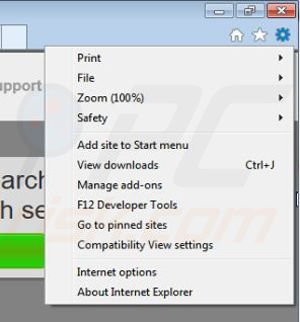 Removing Search maven from Internet Explorer step 1