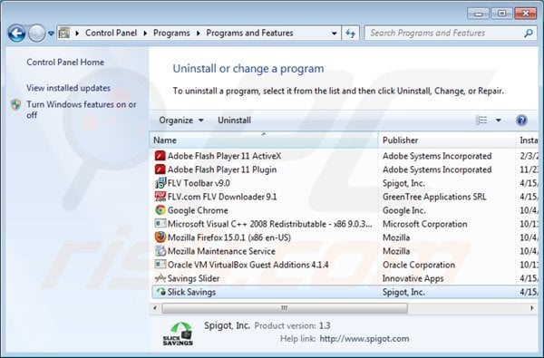 slick savings uninstall