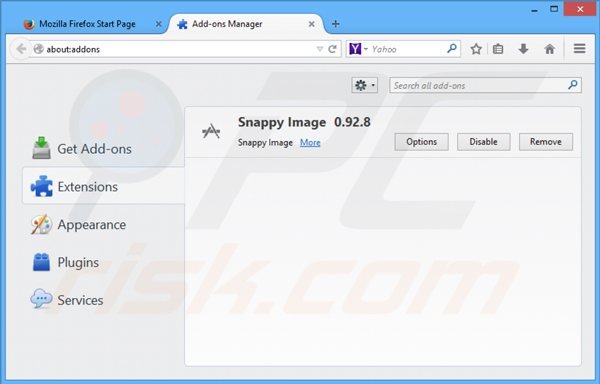 Removing snappy image from Mozilla Firefox step 2