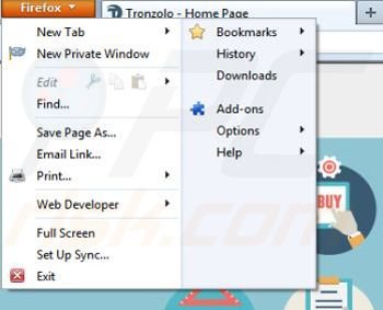 Removing Tronzolo from Mozilla Firefox step 1