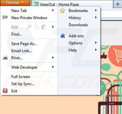 Removing ViperOut from Mozilla Firefox step 1