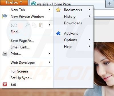 Removing Waleisa from Mozilla Firefox step 1