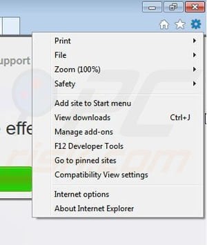 Removing Web Flipper from Internet Explorer step 1