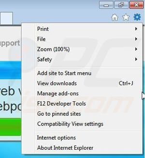 Removing webporpoise from Internet Explorer step 1