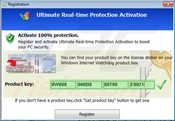 Registering Windows Internet Guard step 2