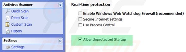 Allowing unprotected startup for Windows Internet Watchdog