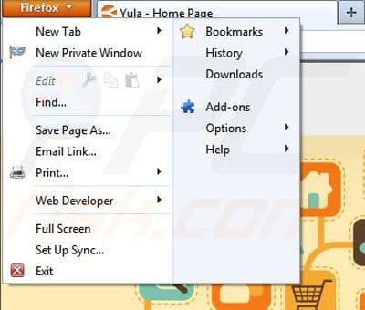 Removing Yula from Mozilla Firefox step 1