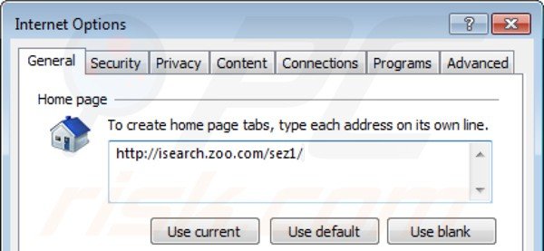 Removing isearch.zoo.com from Internet Explorer homepage