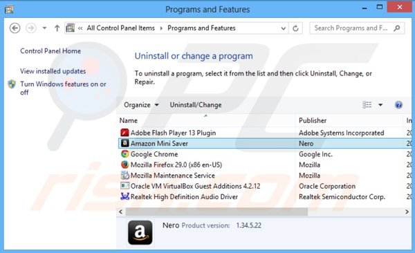 amazon mini saver adware uninstall via Control Panel