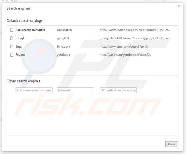 Removing ask social toolbar from Google Chrome default search engine