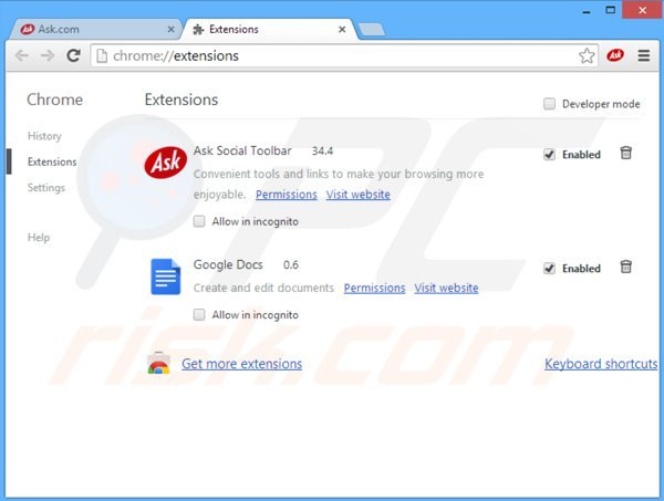 how to get rid of ask search google chrome