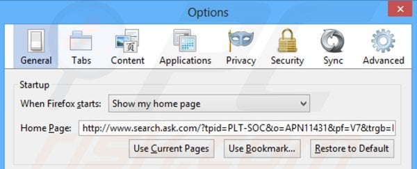 Removing ask social toolbar from Mozilla Firefox homepage