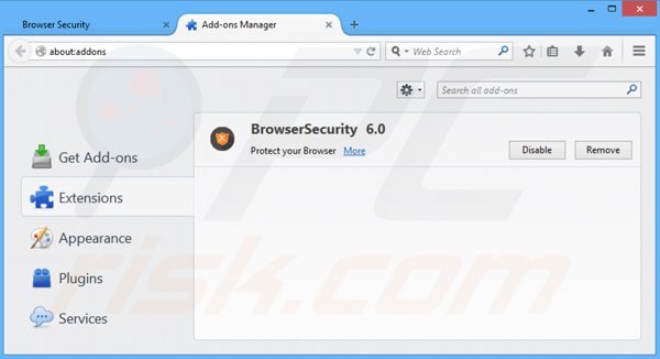 Removing browsersecurity from Mozilla Firefox step 2
