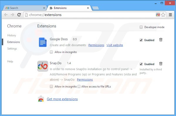Removing browse-search.com related Google Chrome extensions