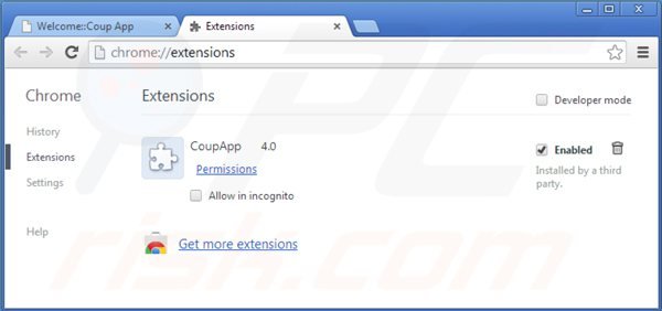Removing coupapp ads from Google Chrome step 2