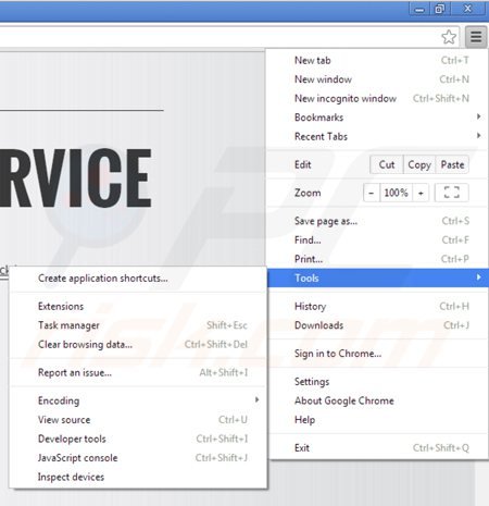 Removing dailyofferservice ads from Google Chrome step 1
