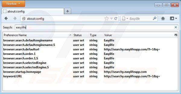 Removing searchy.easylifeapp.com from Mozilla Firefox default search engine