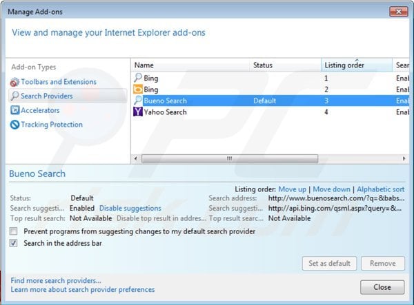 Removing enhanced-search.com from Internet Explorer default search engine