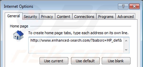 Removing enhanced-search.com from Internet Explorer homepage