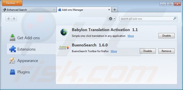 Removing enhanced-search.com related Mozilla Firefox extensions