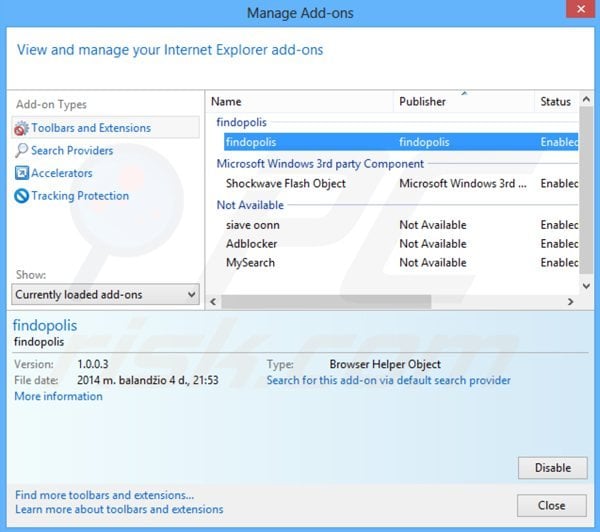 Removing esuack ads from Internet Explorer step 2