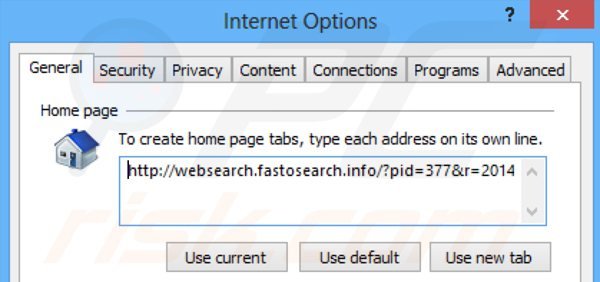 Removing websearch.fastosearch.info from Internet Explorer homepage