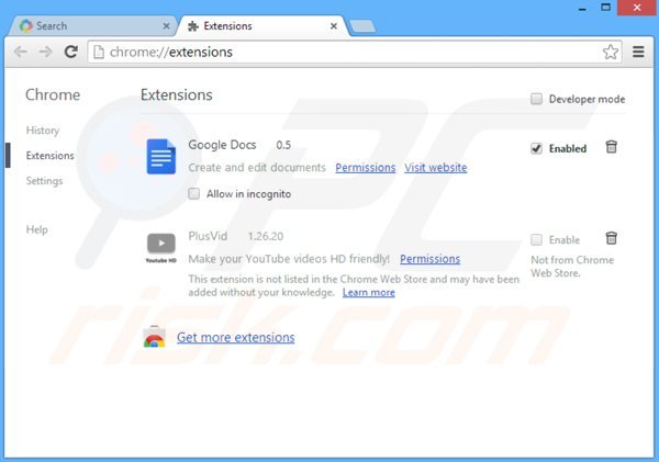 Removing focusbase from Google Chrome step 2