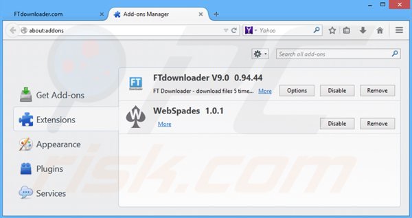 Removing ftdownloader from Mozilla Firefox step 2