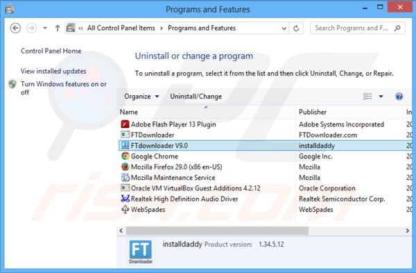 ftdownloader adware uninstall via Control Panel