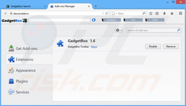 Removing searchiy.gboxapp.com from Mozilla Firefox extensions