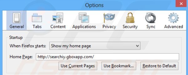 Removing searchiy.gboxapp.com from Mozilla Firefox homepage